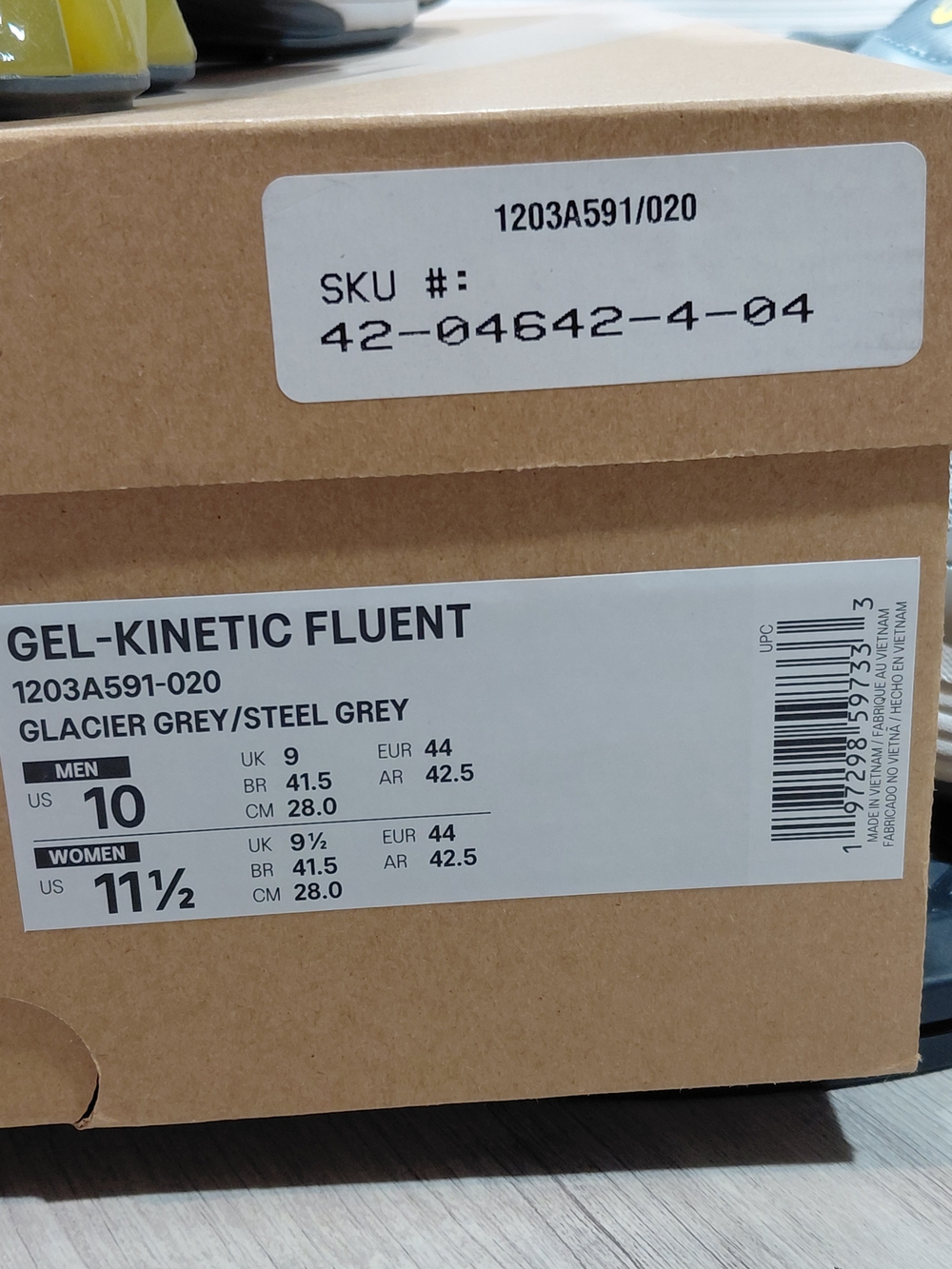 NWT ASICS Men’s GEL KINETIC FLUENT Running Shoes Glacier/ Steel Grey SIZE M10 - Picture 16 of 16
